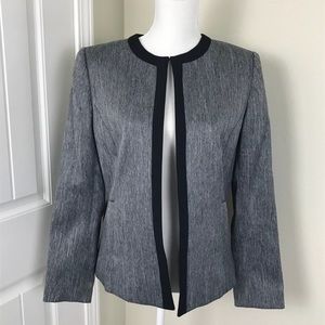 Preston & York Gray Open Front Women's Blazer with Black Trim